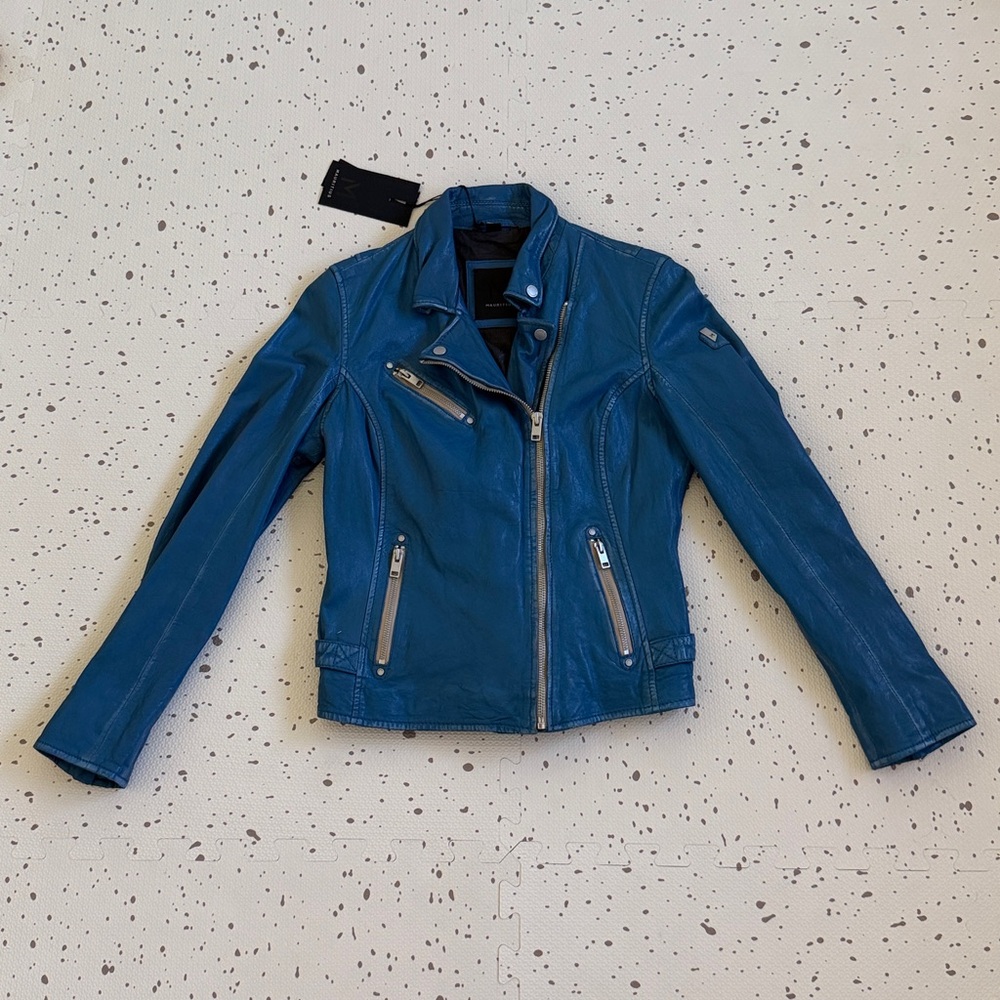 💘 MAURITIUS - SOFIA 4 RF LEATHER JACKET ATLANTIC BLUE